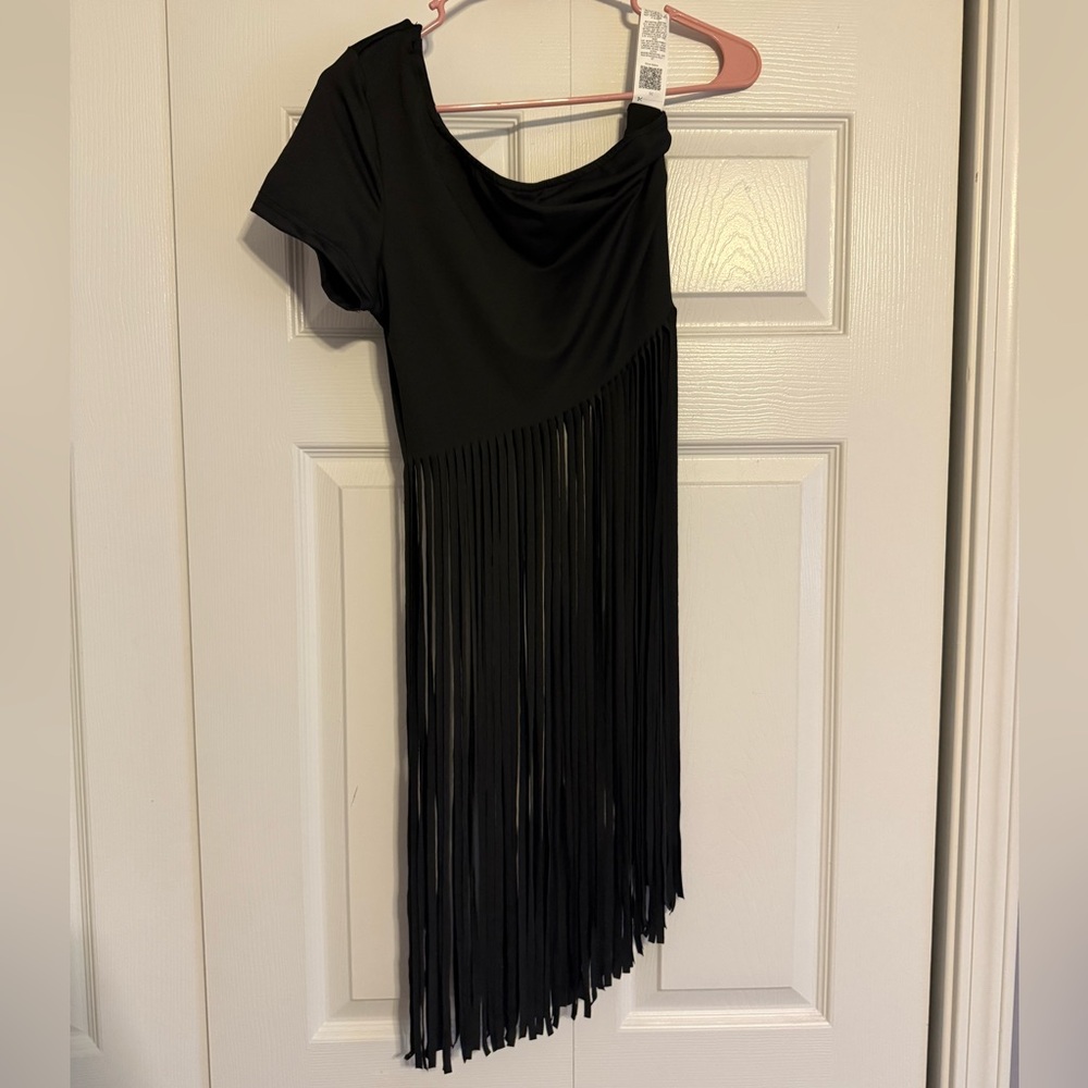 Black Fringe Crop Top